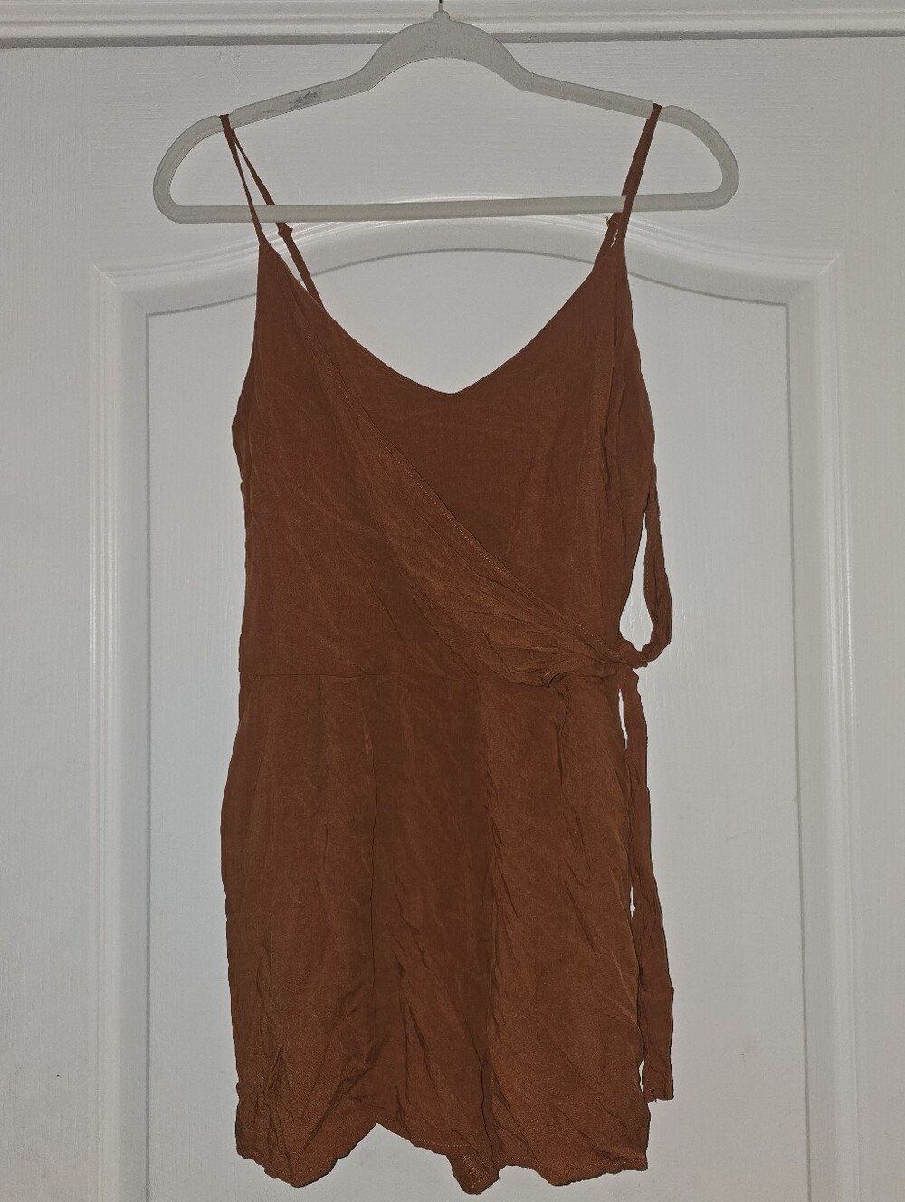 One Clothing Rust Brown Wrap-Style Romper